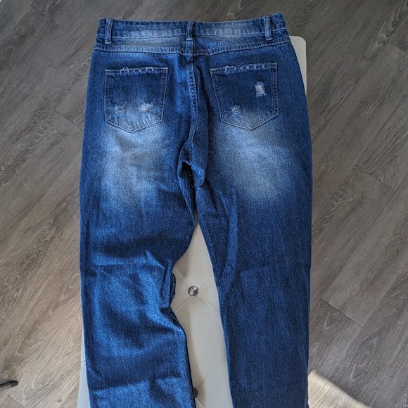 Women's High Rise Distressed Blue Jeans 49ers - Picture 2 of 9